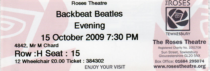 The Backbeat Beatles Ticket